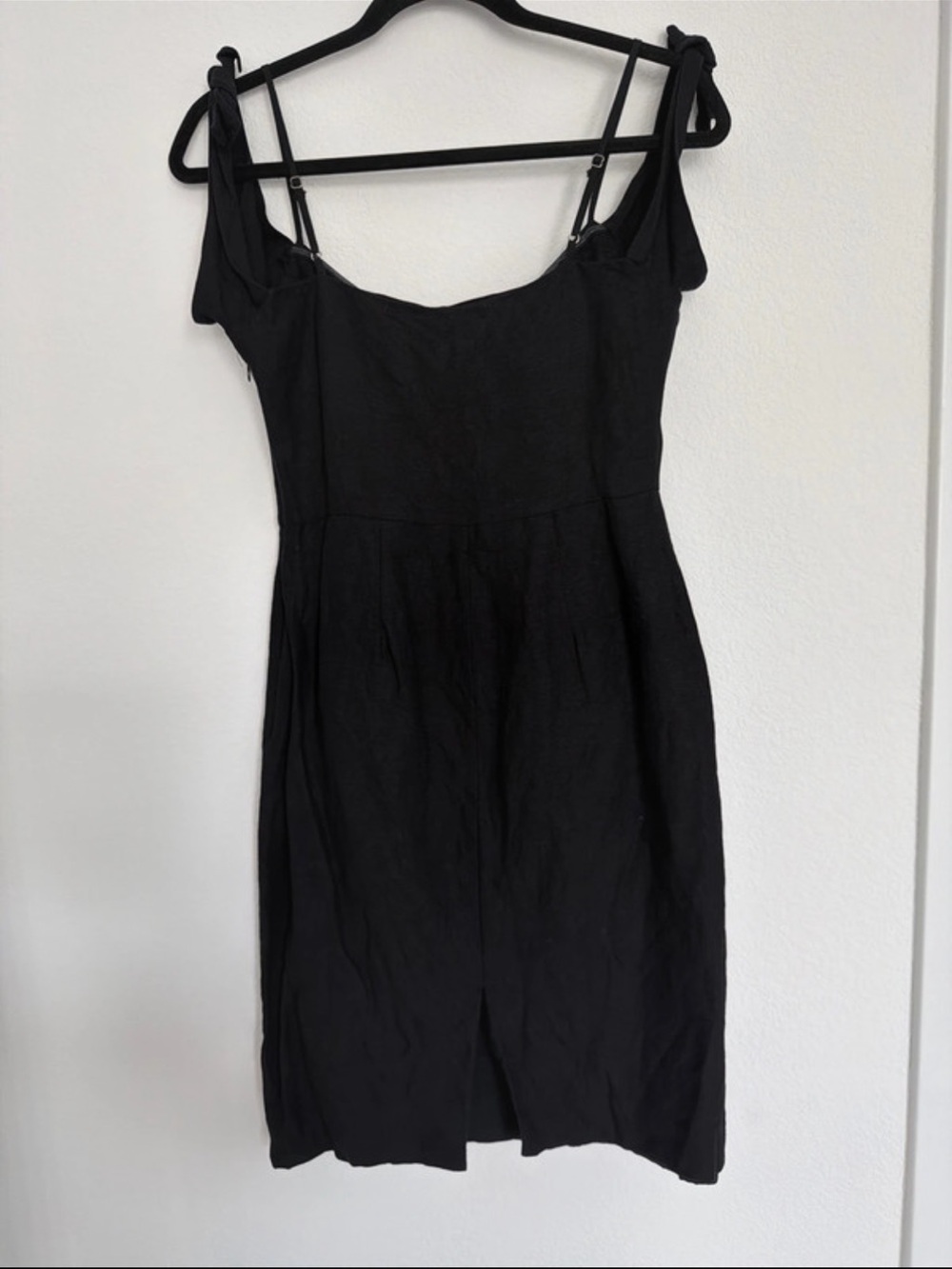 Abercrombie & Fitch Black Midi Tie-Shoulder Dress